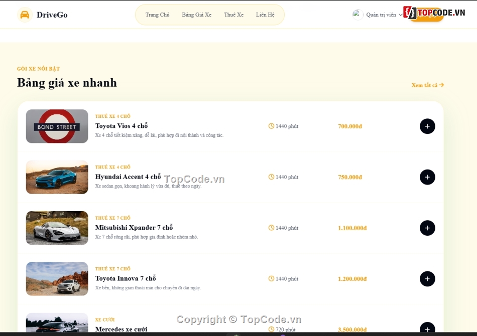 web đặt xe,web thuê xe,thuê xe